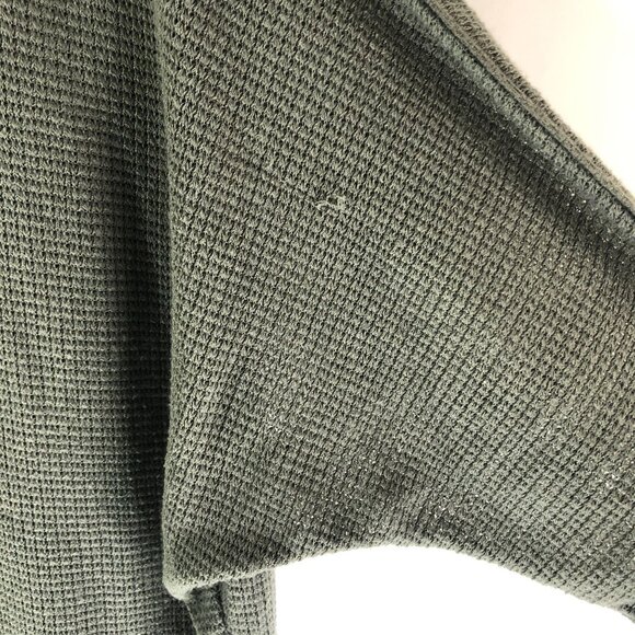 Chenault Olive Green Waffle Knit Long Sleeve Dolman Sweater Size M - Picture 2 of 5